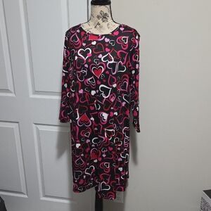 Celebrate Together Valentine's Heart Dress Pink Red Black Sz Medium